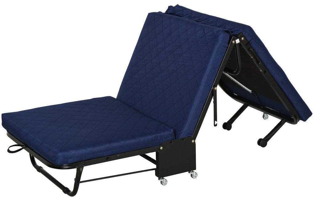 Cama dobrável portátil Cabeceira Ajustável em 5 Níveis de Ângulo 184x65x26cm Azul