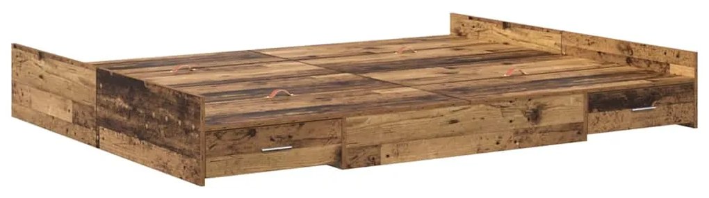 Estrado de cama com arrumação Madeira antiga 140 x 200 cm