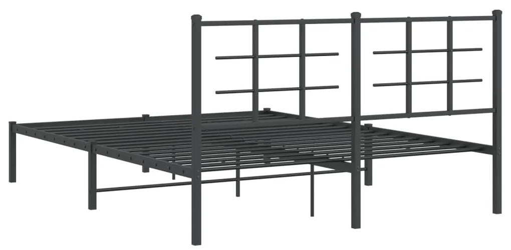 Estrutura de cama em metal com cabeceira 150x200 cm preto