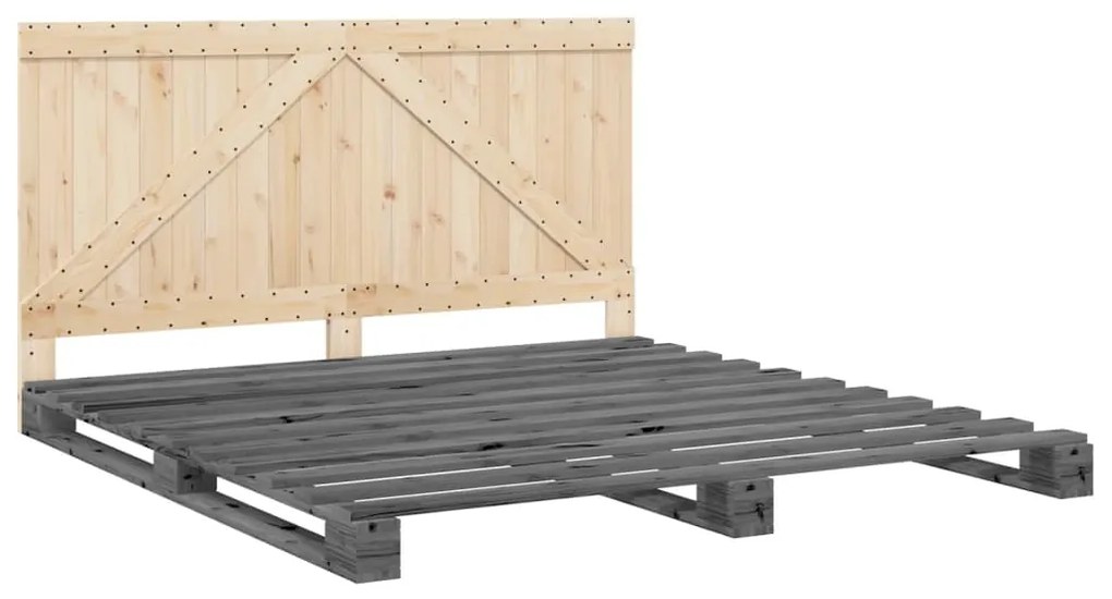 Estrutura de cama com cabeceira 200x200 cm pinho maciço cinza
