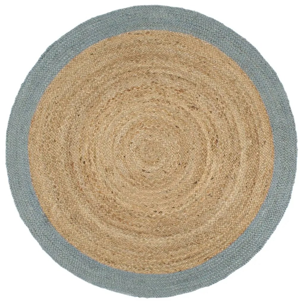 Tapete artesanal em juta com rebordo verde azeitona 210 cm