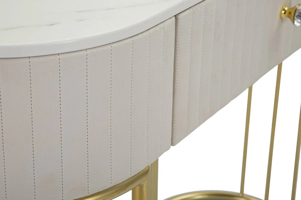 MESA DE CONSOLA MONTPELLIER CREME CM 100X40X75 CREME, DOURADO, BRANCO