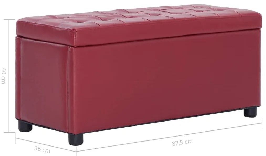 Banco de arrumação 87,5 cm couro artificial vermelho tinto
