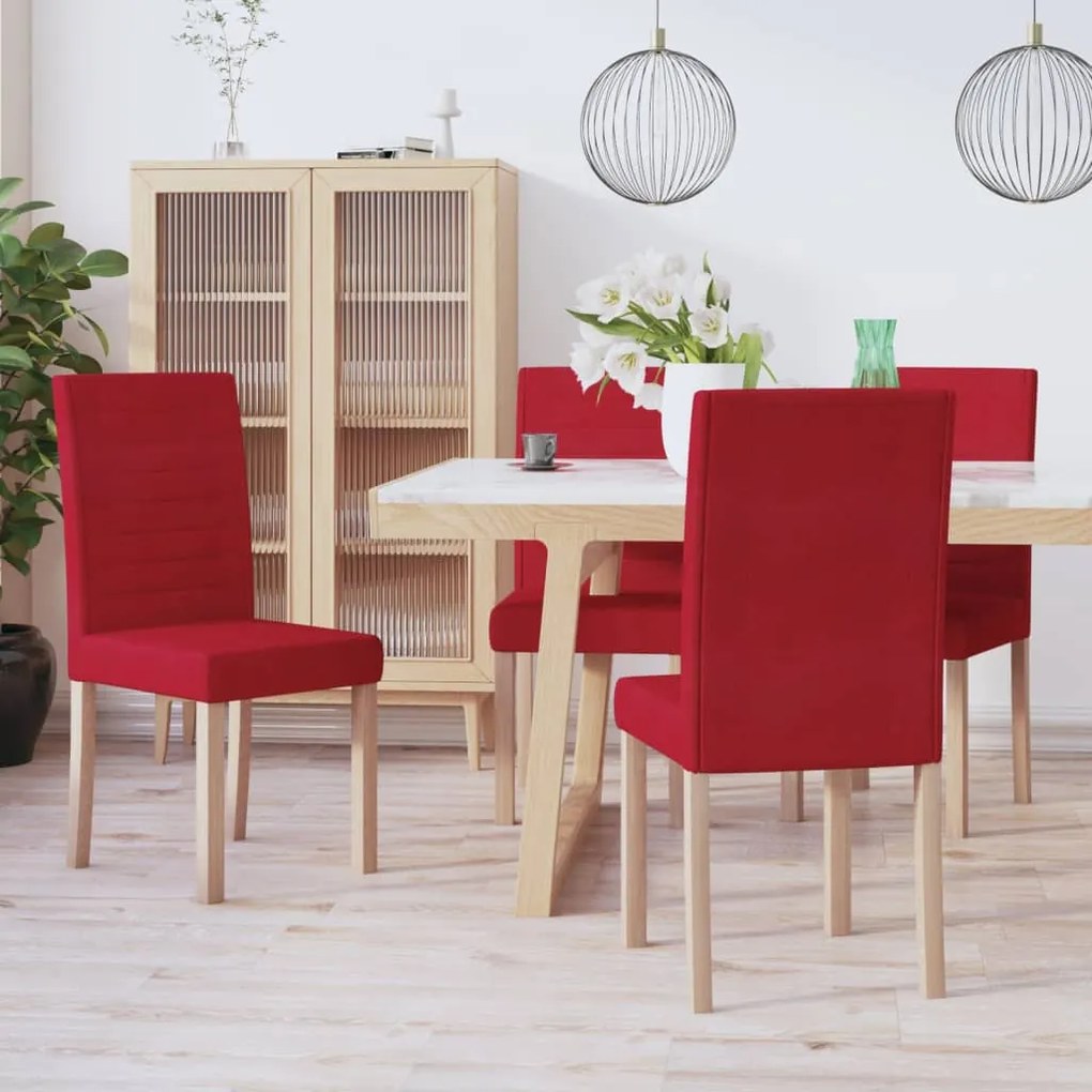vidaXL Cadeiras de jantar 4 pcs tecido vermelho tinto