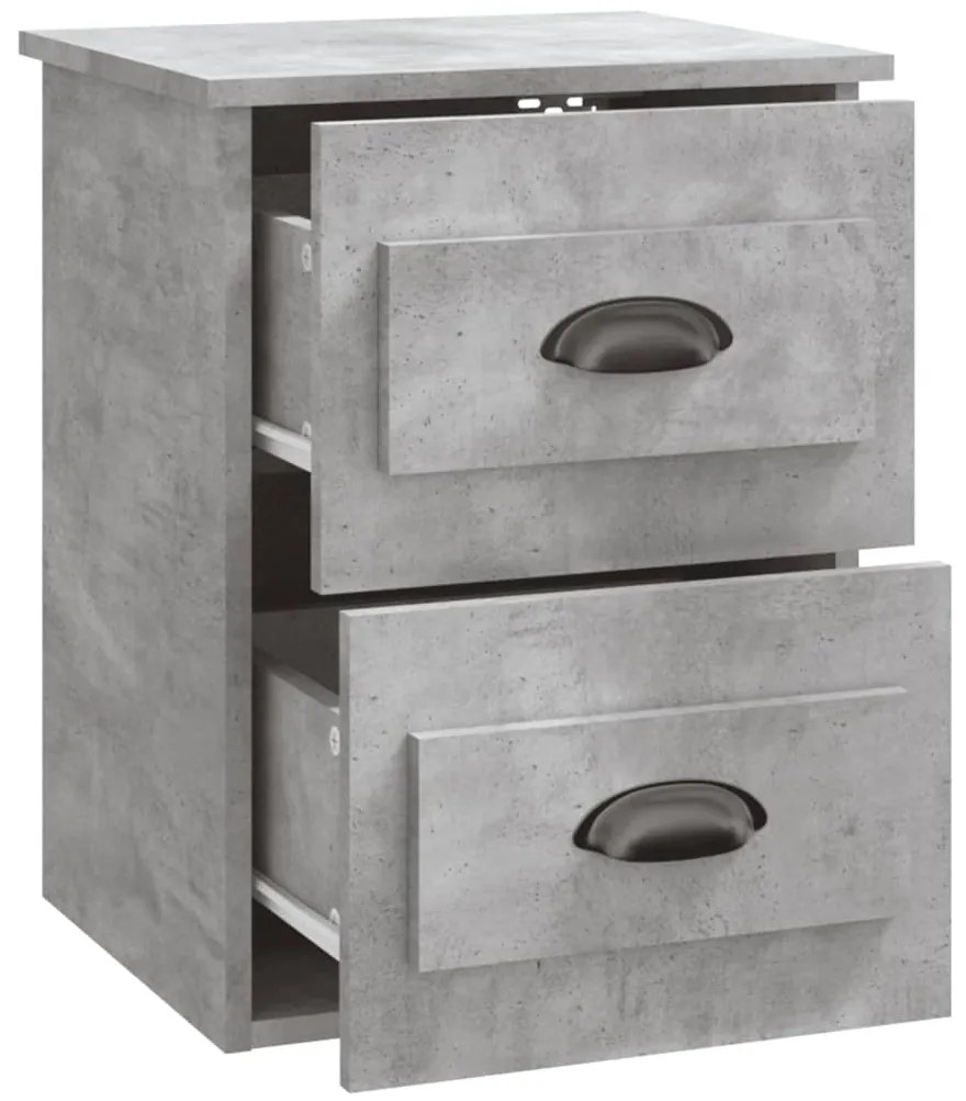 Mesa de cabeceira de parede 41,5x36x53 cm cinzento cimento