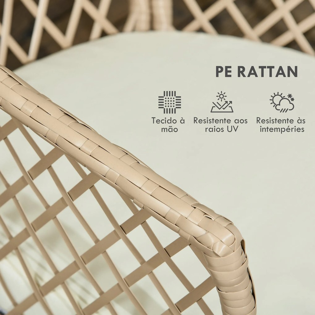 Conjunto 3 Peças de Jardim em Vime Conjunto com 2 Poltronas e 1 Mesa d