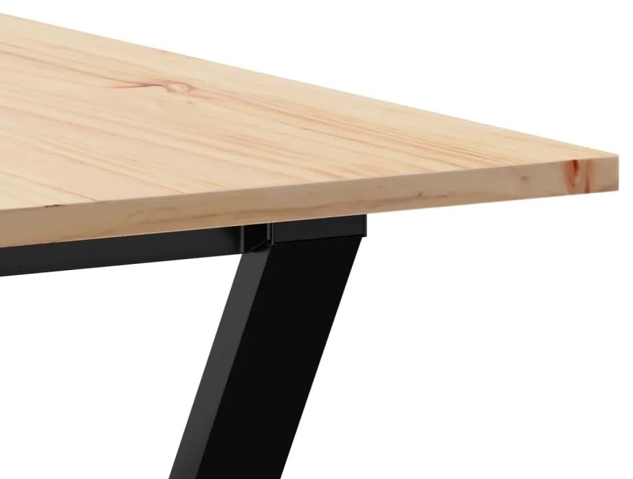 Mesa de jantar estrutura em Y 180x90x75cm pinho e aço