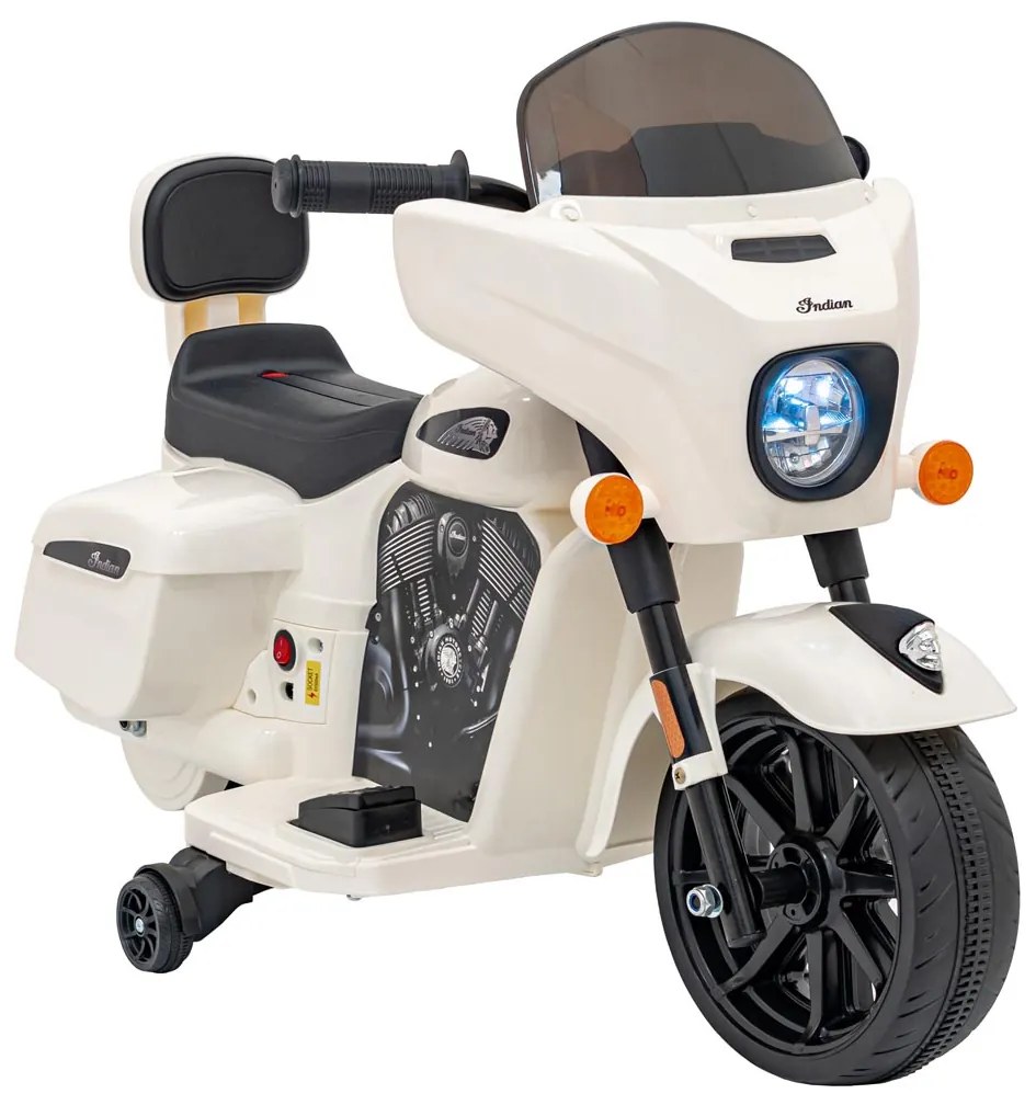 Mota elétrica para crianças 6V, Chopper INDIAN, 3 a 5 anos Branca