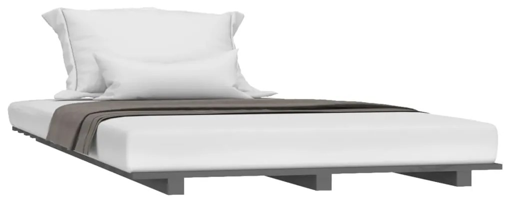 Estrutura de cama 90x200 cm madeira de pinho maciça cinzento