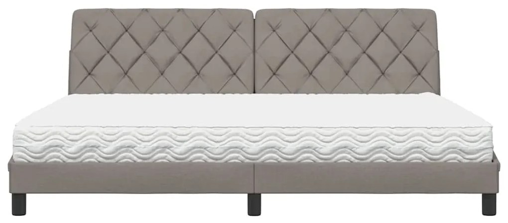 Cama com colchão 200x200 cm tecido cinzento-acastanhado