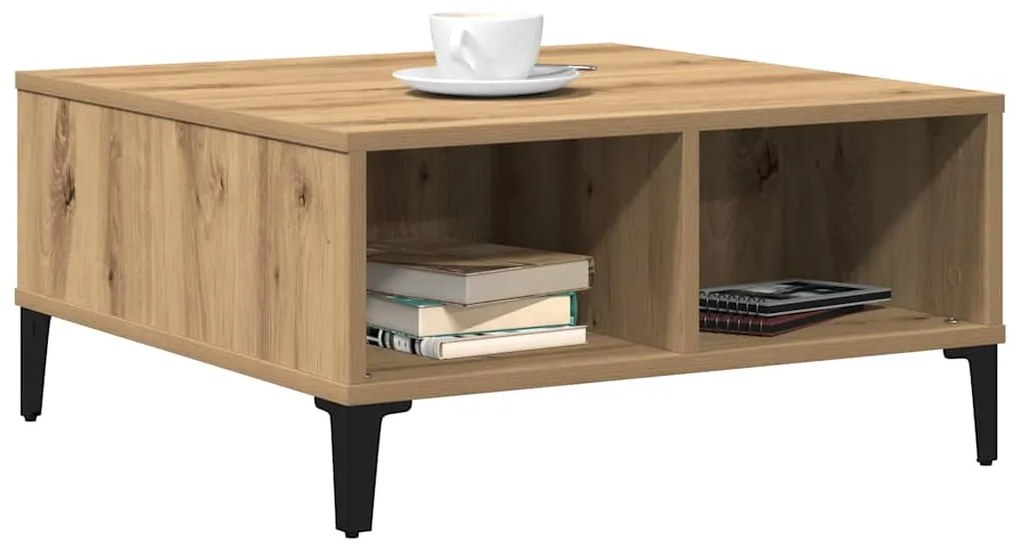 Mesa de Café vidaXL Carvalho Artesanal 60x60x30 cm Madeira de Engenhar