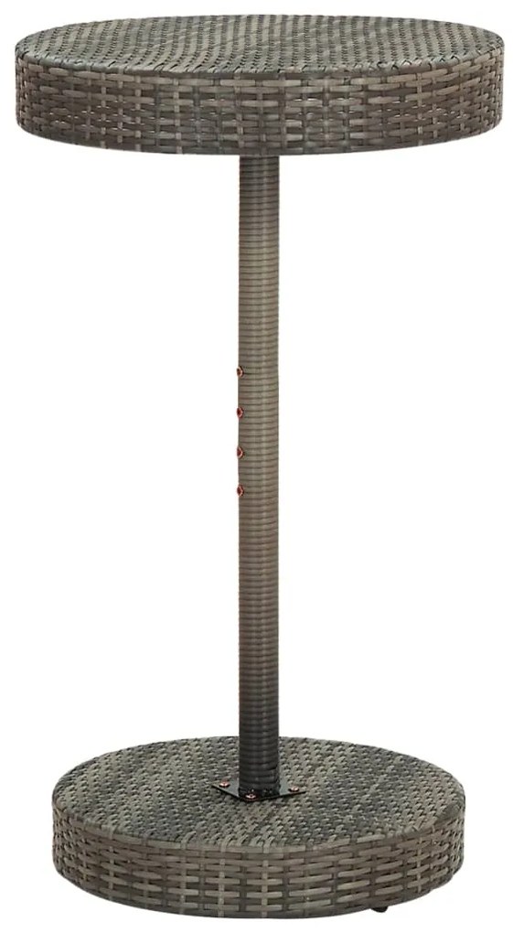 3 pcs conjunto de bar p/ jardim c/ almofadões vime PE cinzento