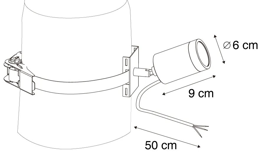 Foco de exterior preto para árvore GU10 50mm giratório e inclinável IP65 - Solo