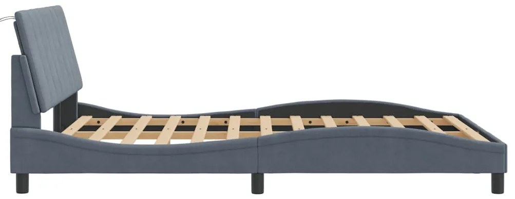 Estrutura de cama sem colchão 140x200 cm veludo cinzento-escuro