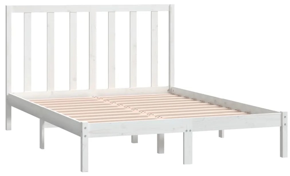 Estrutura de cama 140x190 cm madeira de pinho maciça branco