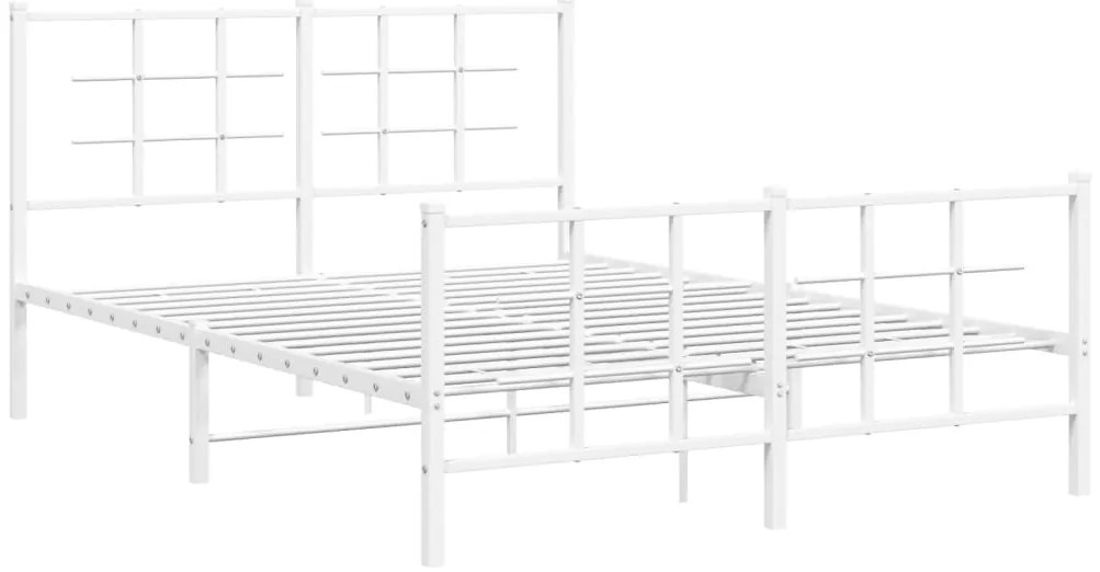 Estrutura de cama com cabeceira e pés 140x200 cm metal branco