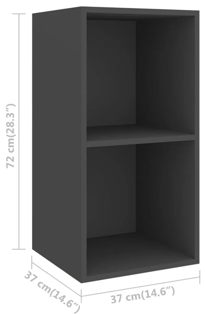 Armários de parede para TV 4 pcs contraplacado cinzento