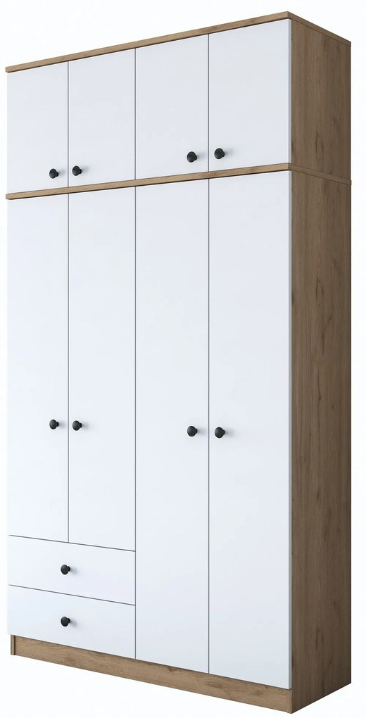 Roupeiro BA121 – Nogueira e Branco – 120x216,8x42,5 cm