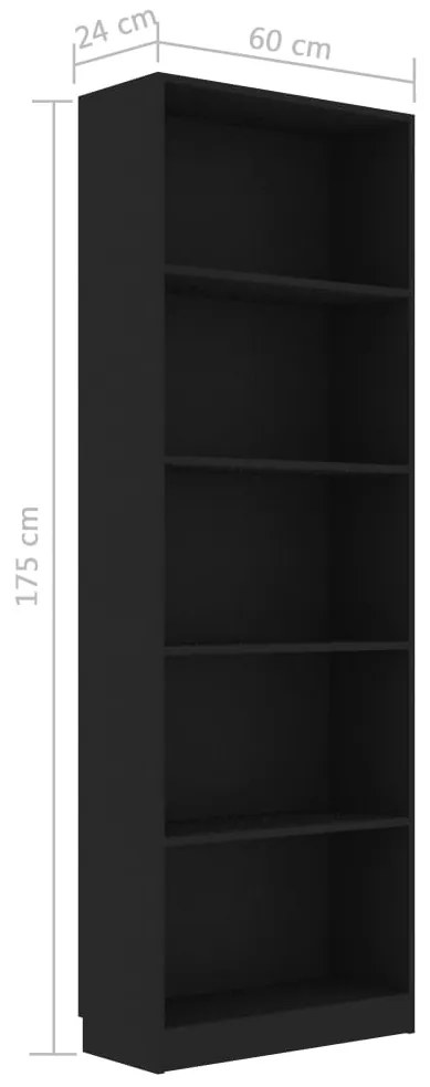 Estante com 5 prateleiras 60x24x175 cm contraplacado preto