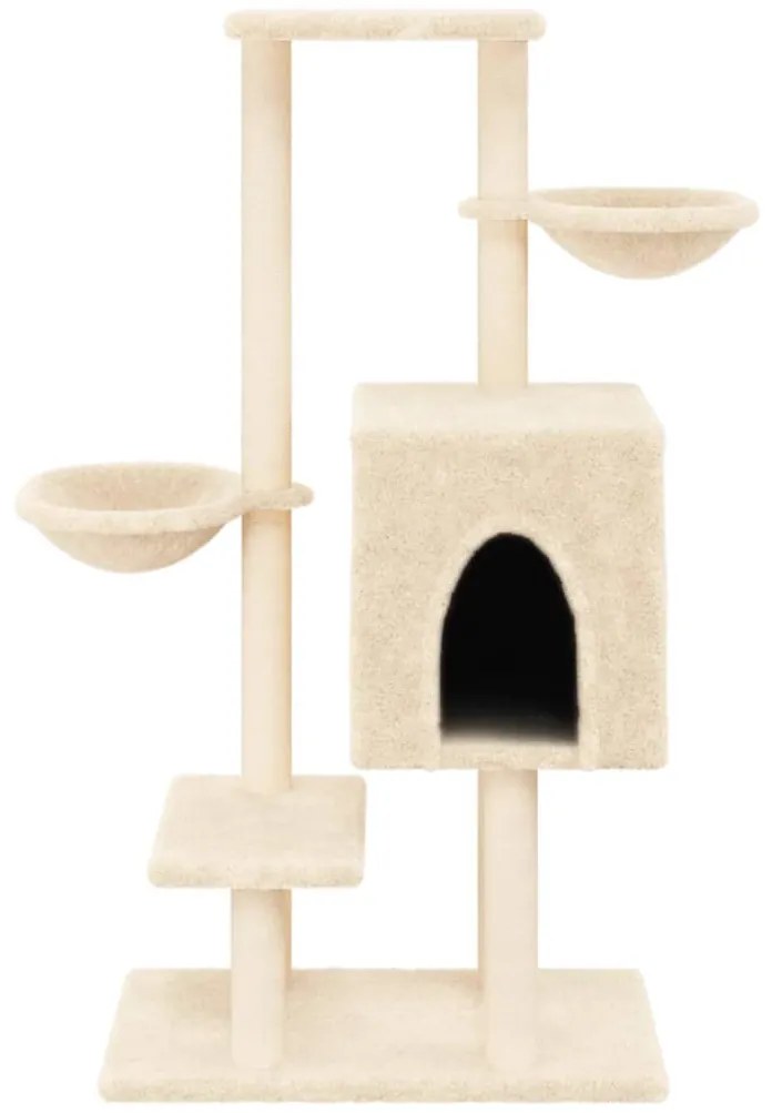 Árvore para gatos c/ postes arranhadores sisal 117 cm cor creme