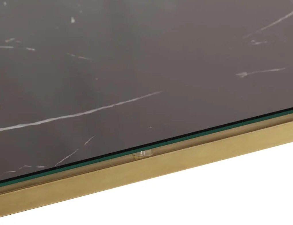 Mesa consola aço inoxidável e vidro temperado dourado