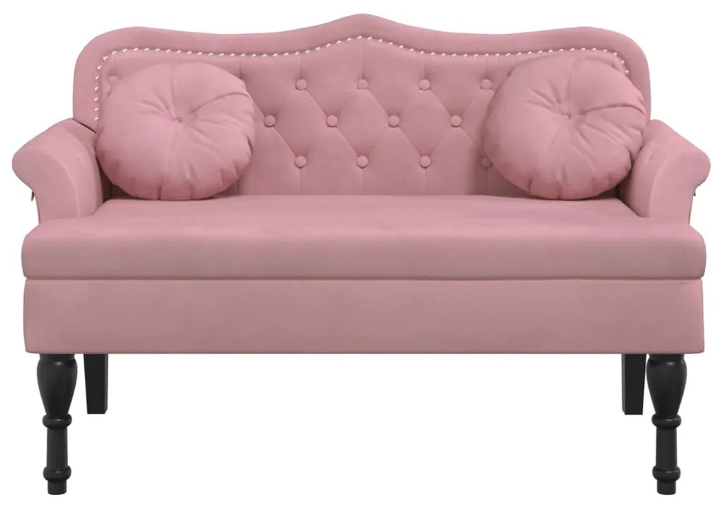 Banco com almofadões 120,5x65x75 cm veludo rosa
