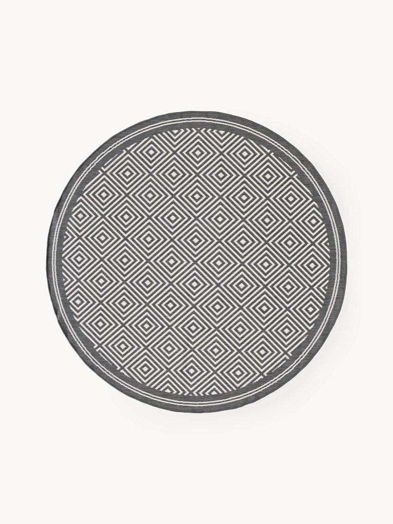 Tapete redondo reversível para interior e exterior com padrão de losangos Reddy