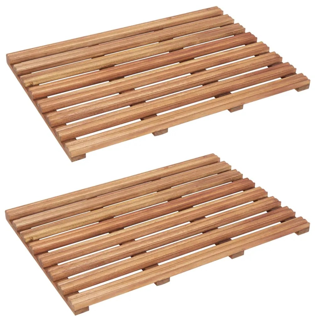 Estrado p/ casa de banho 2 pcs madeira de acácia maciça 56x37cm