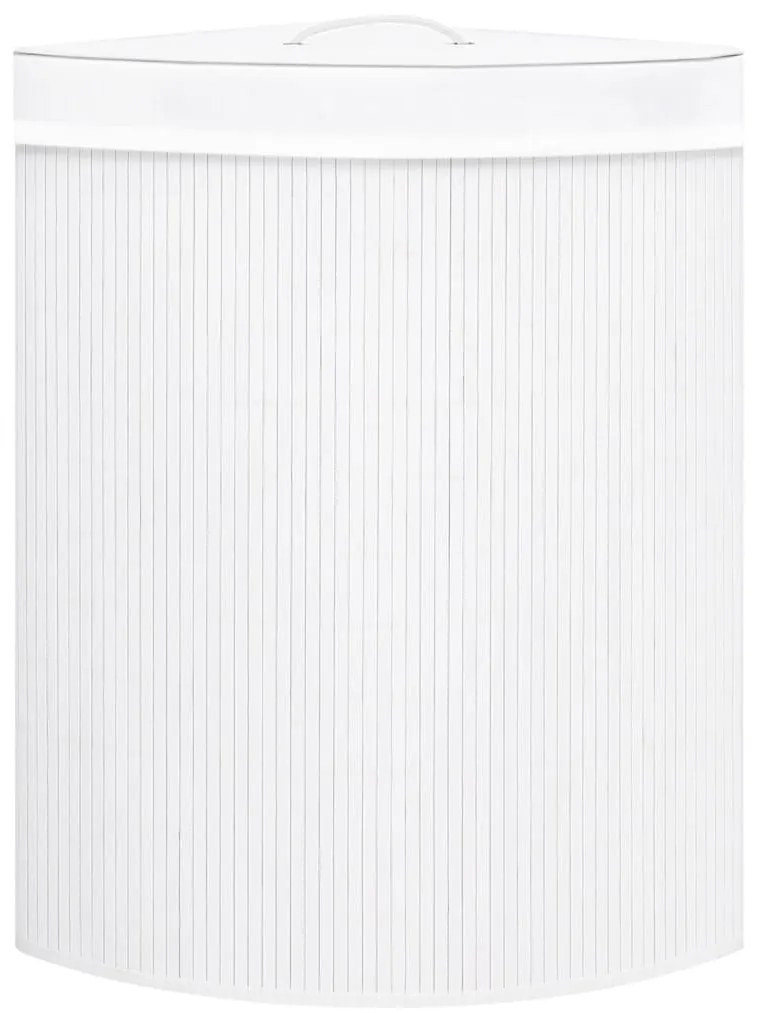 Cesto de canto para roupa suja 60 L bambu branco
