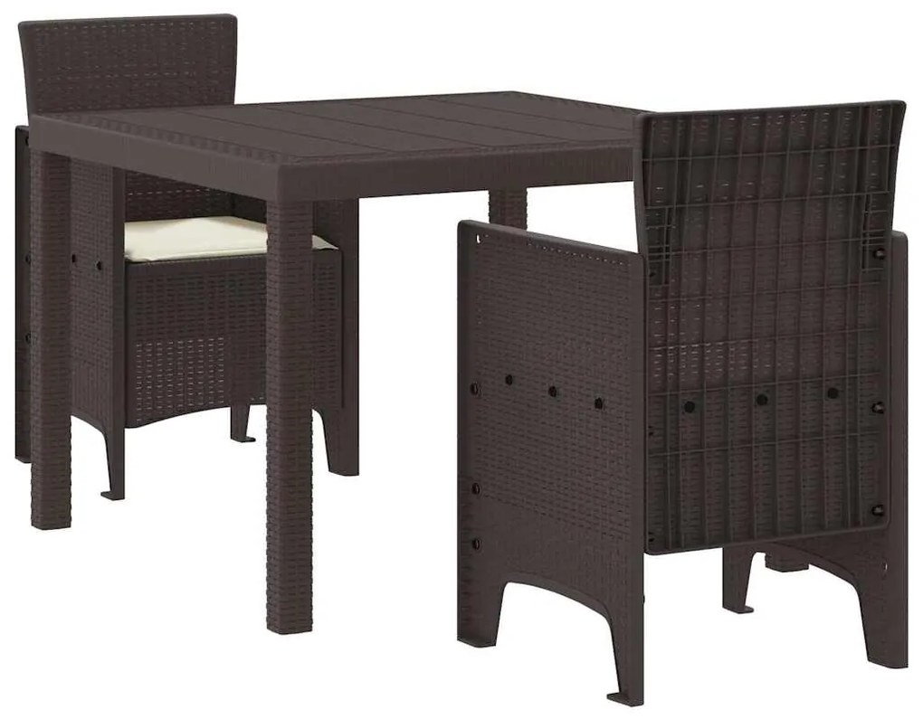 Conjunto de Jantar para Jardim 3 pcs Castanho 100 x 100 x 73 cm