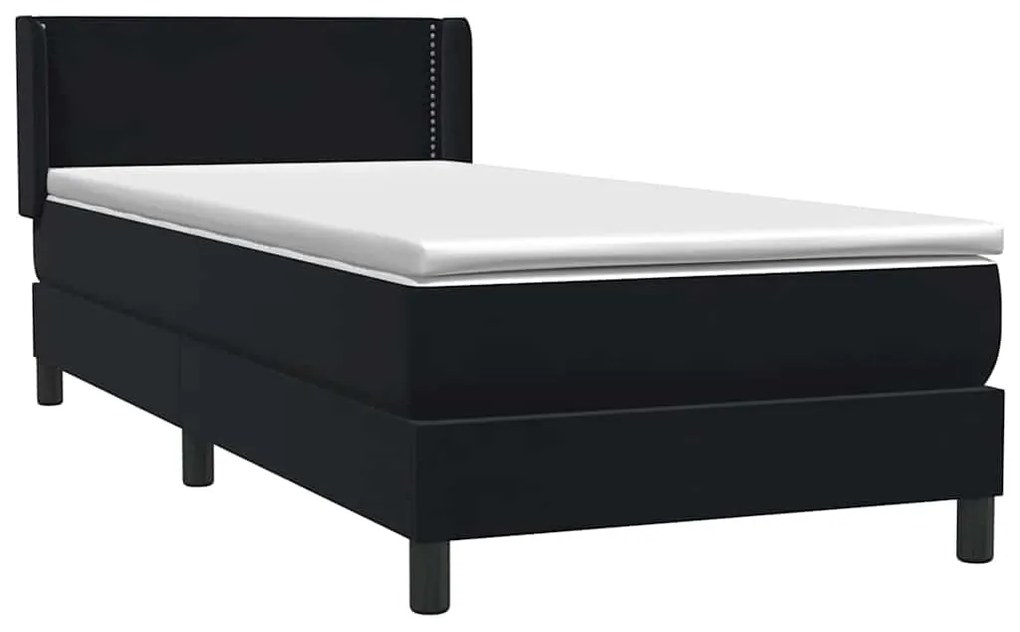 Cama box spring com colchão 90x210 cm veludo preto