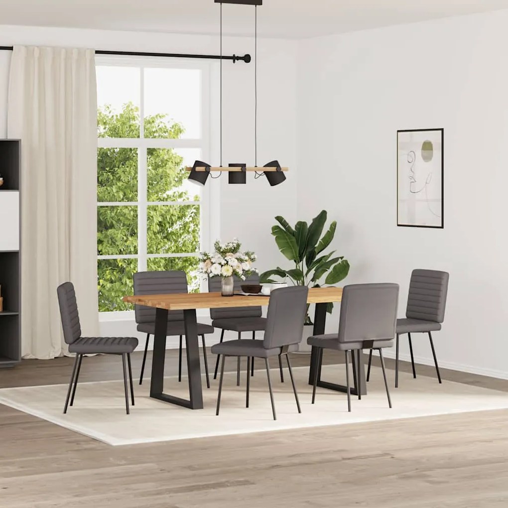 Cadeiras de jantar 6 pcs couro artificial cinzento