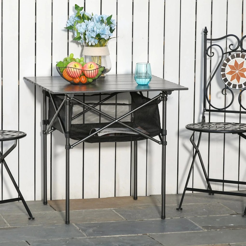 Mesa de Jardim Dobrável Braga – 70x70x69 cm – Preta – Com Bolsa de Tra