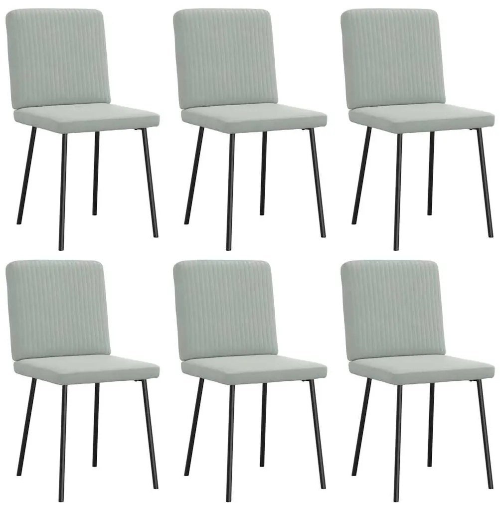 Cadeiras de jantar 6 pcs veludo cinzento-claro