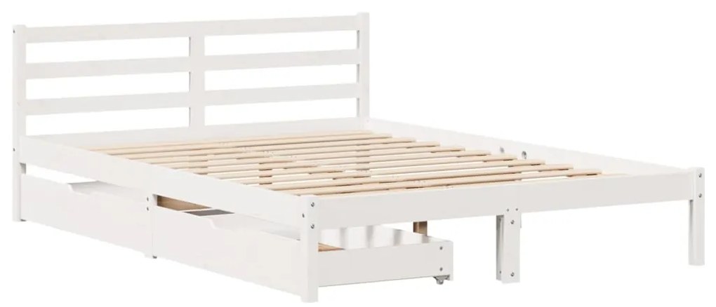 Cama sem colchão 160x200 cm madeira de pinho maciça branco