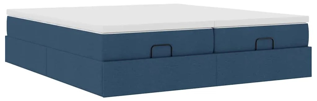 Estrutura de cama otomana com colchões 180x200cm tecido azul