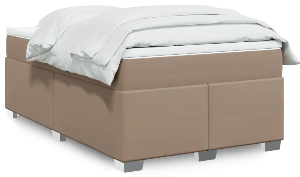 Cama com molas/colchão 120x200 cm couro artificial cappuccino