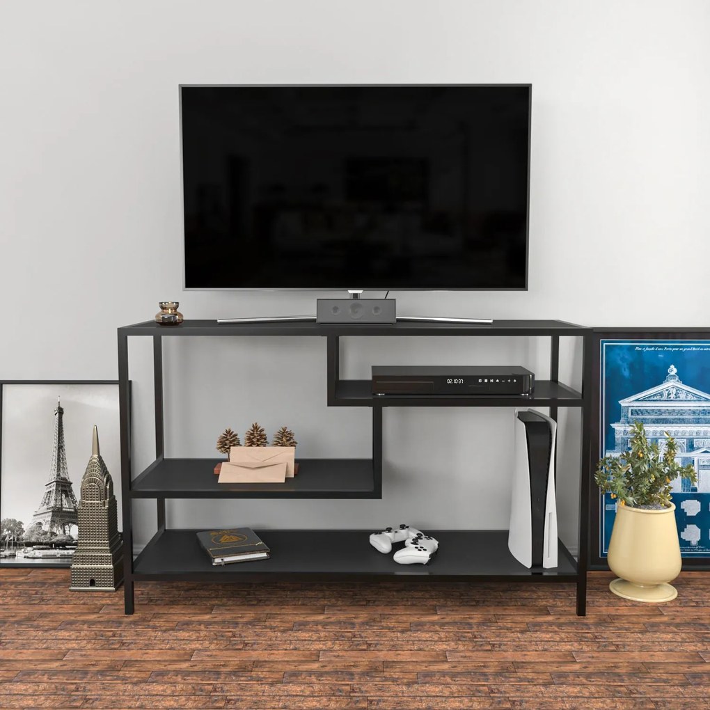 Móvel TV Robbins – Antracite/Preto – 120x39x75 cm