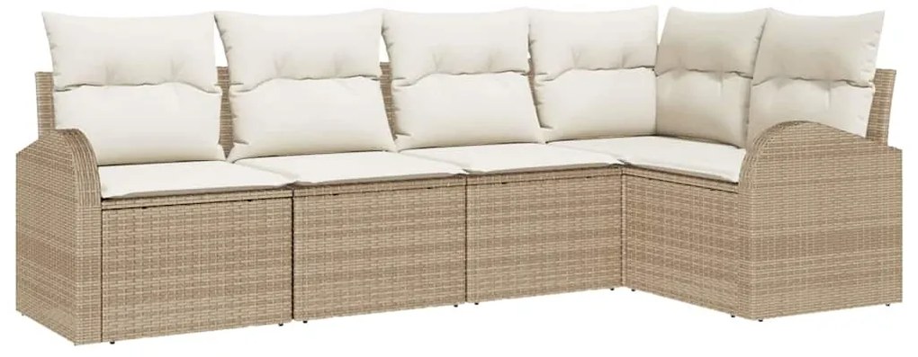 Conjunto de sofá de jardim 5 peças com almofadas - Rattan sintético be
