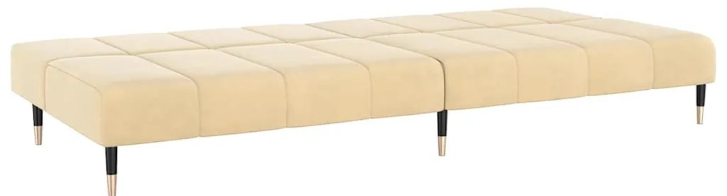 Sofá-cama de 2 lugares veludo cor creme