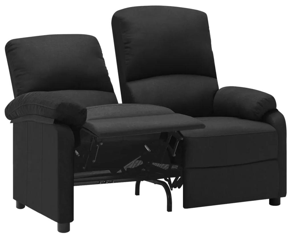 Sofá de 2 lugares reclinável em tecido preto