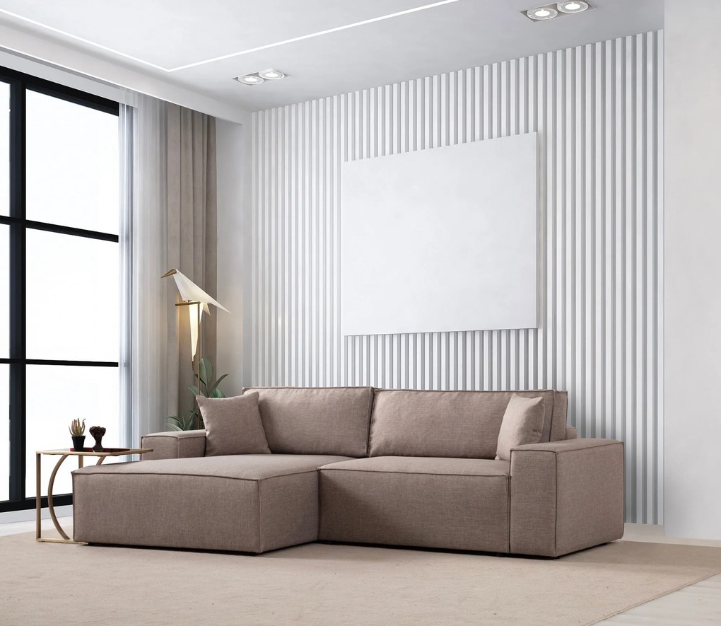 Sofá-Cama de Canto Pırlo – Castanho – 260x78x170 cm