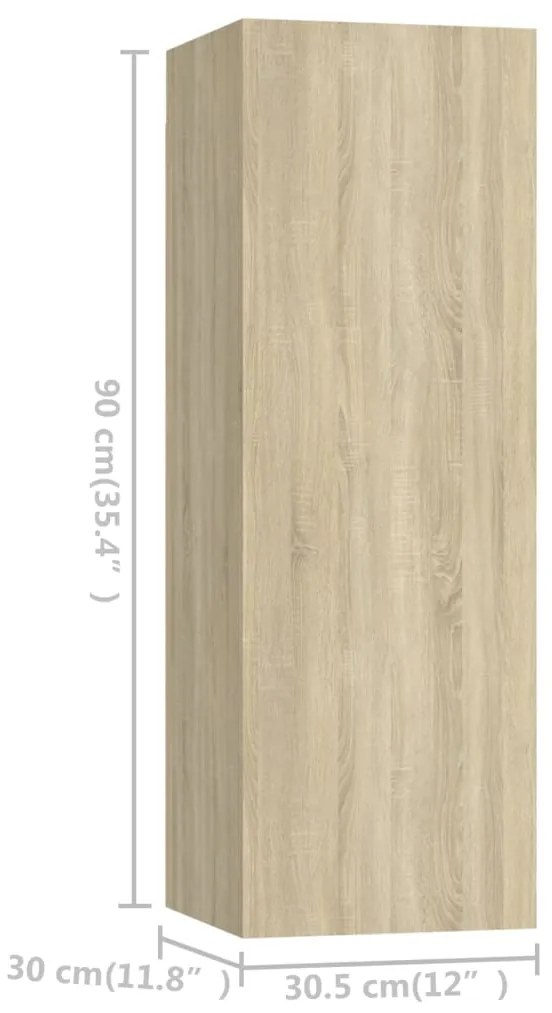 4 pcs conjunto de móveis TV derivados madeira carvalho sonoma