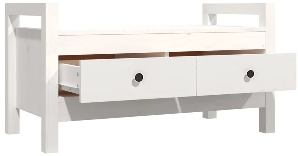 Banco de corredor 80x40x43 cm madeira de pinho maciça branco