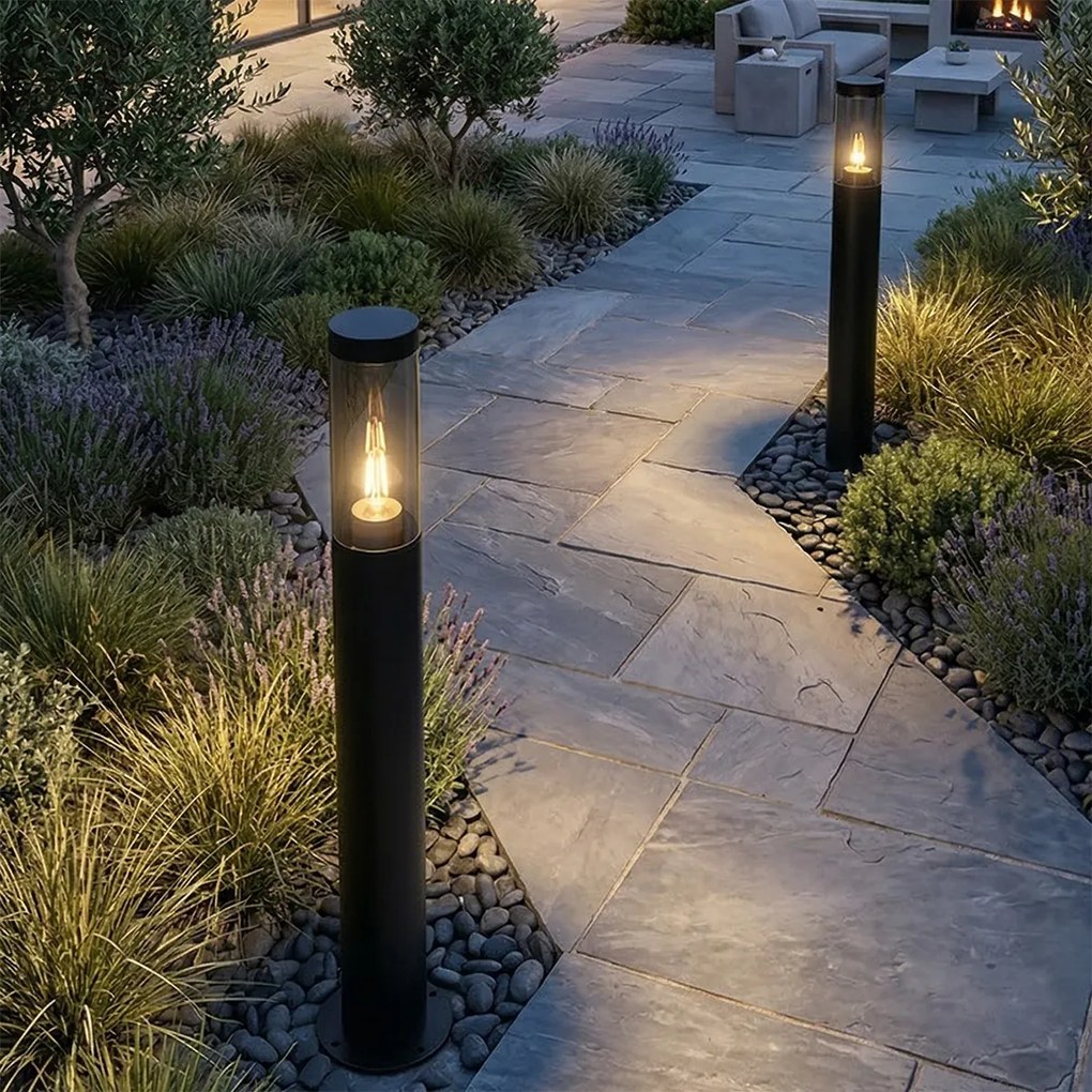 Candeeiro de poste exterior moderno preto 110 cm IP44 - Rox