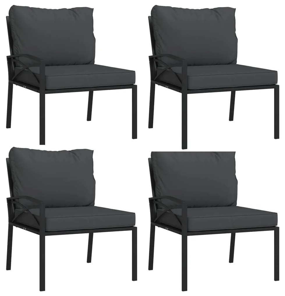 11 pcs conjunto lounge de jardim aço c/ almofadões cinzentos