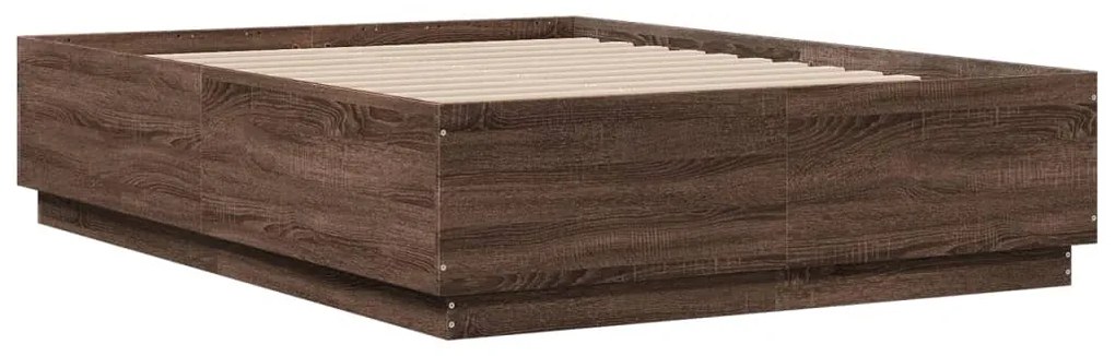 Estrutura de cama 135x190cm derivados madeira carvalho castanho