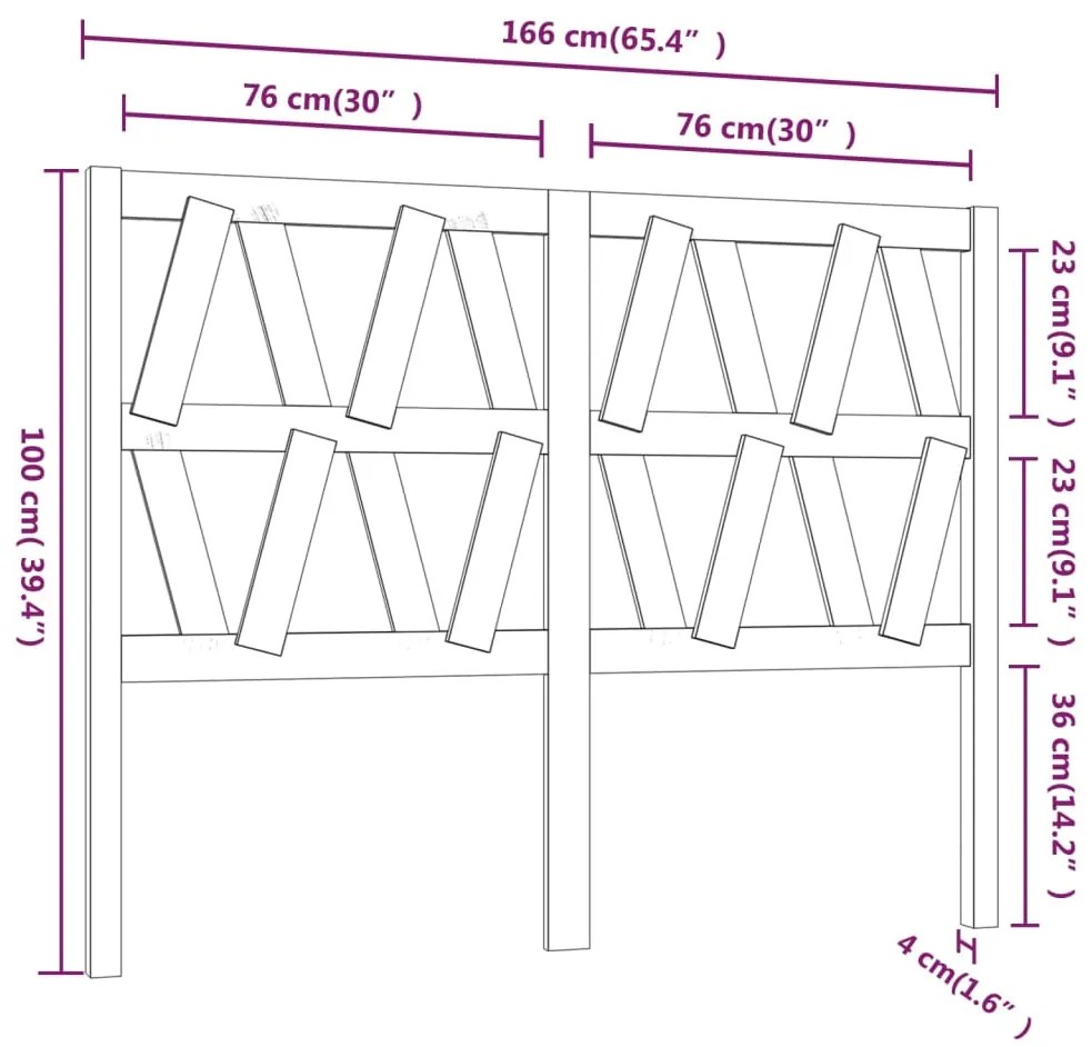 Cabeceira de cama 166x4x100 cm pinho maciço branco