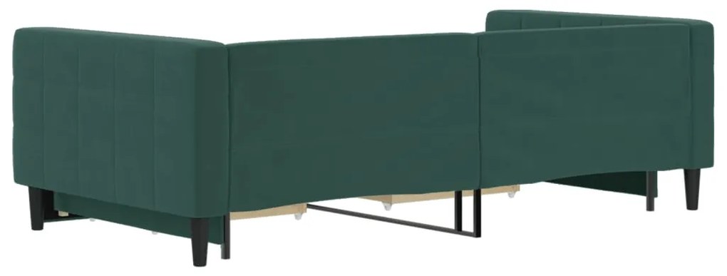 Sofá-cama c/ gavetão e gavetas 100x200 cm veludo verde-escuro