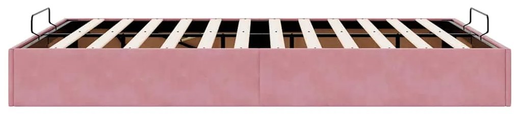 Estrutura de cama otomana sem colchão 140x200 cm veludo rosa